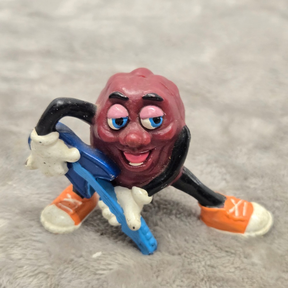 Vintage 1988 California Raisins PVC Figure Blue Guitar Player Applause Toy 2"